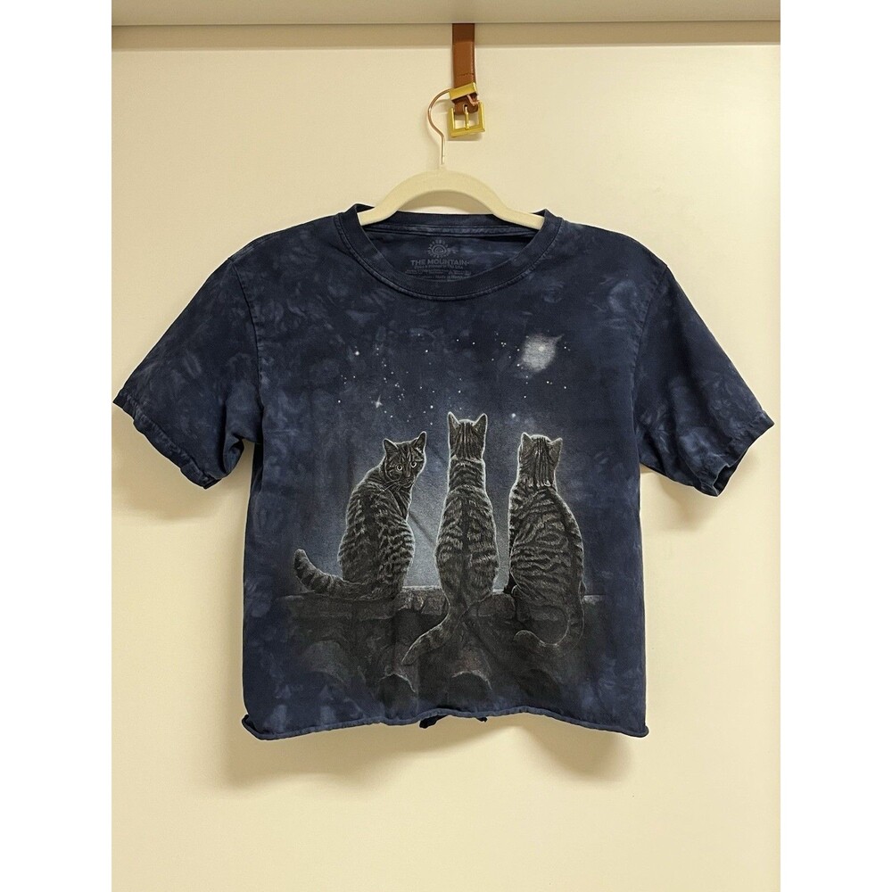 The Mountain Tie-Dye Wish Upon A Star 100% Cotton T-Shirt S with three cats